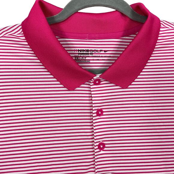 Nike Dri Fit Pink Striped Polo Golf Shirt Men's Size XXL - Picture 5 of 7